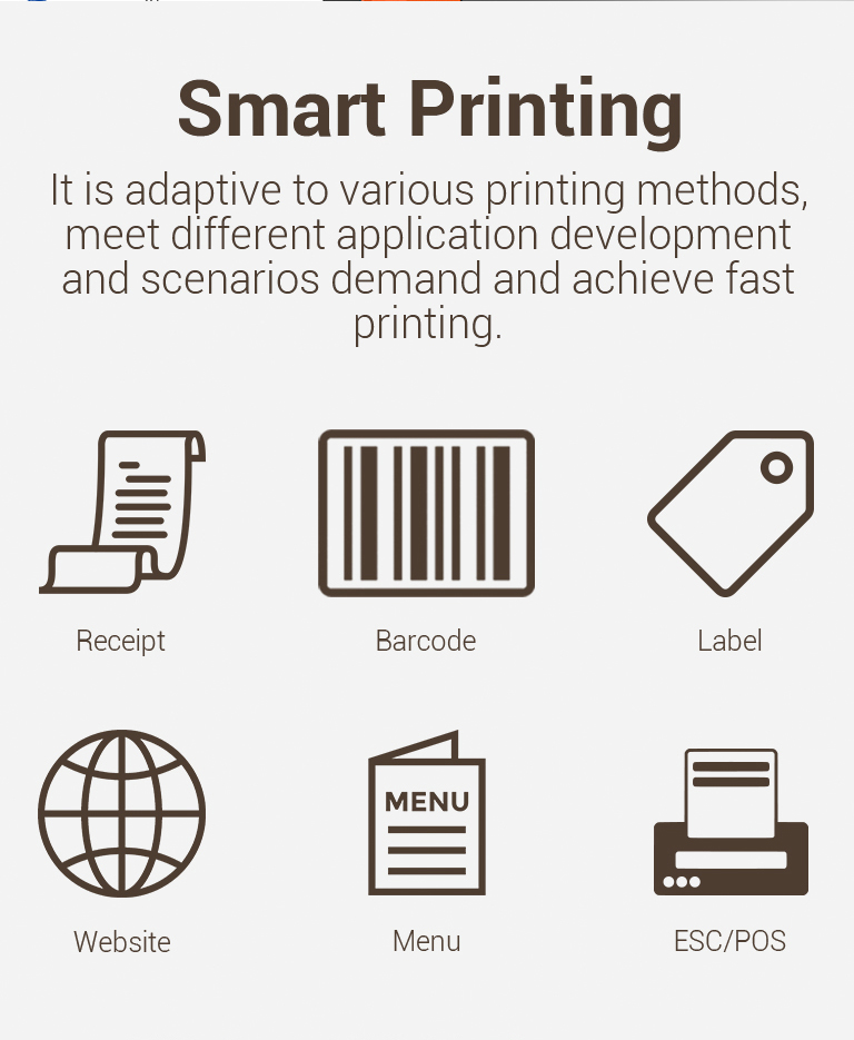 Mobile POS TPS320 Mobile Ticket Printer support printing receipt, barcode, pattern, label, web, menu, esc/pos