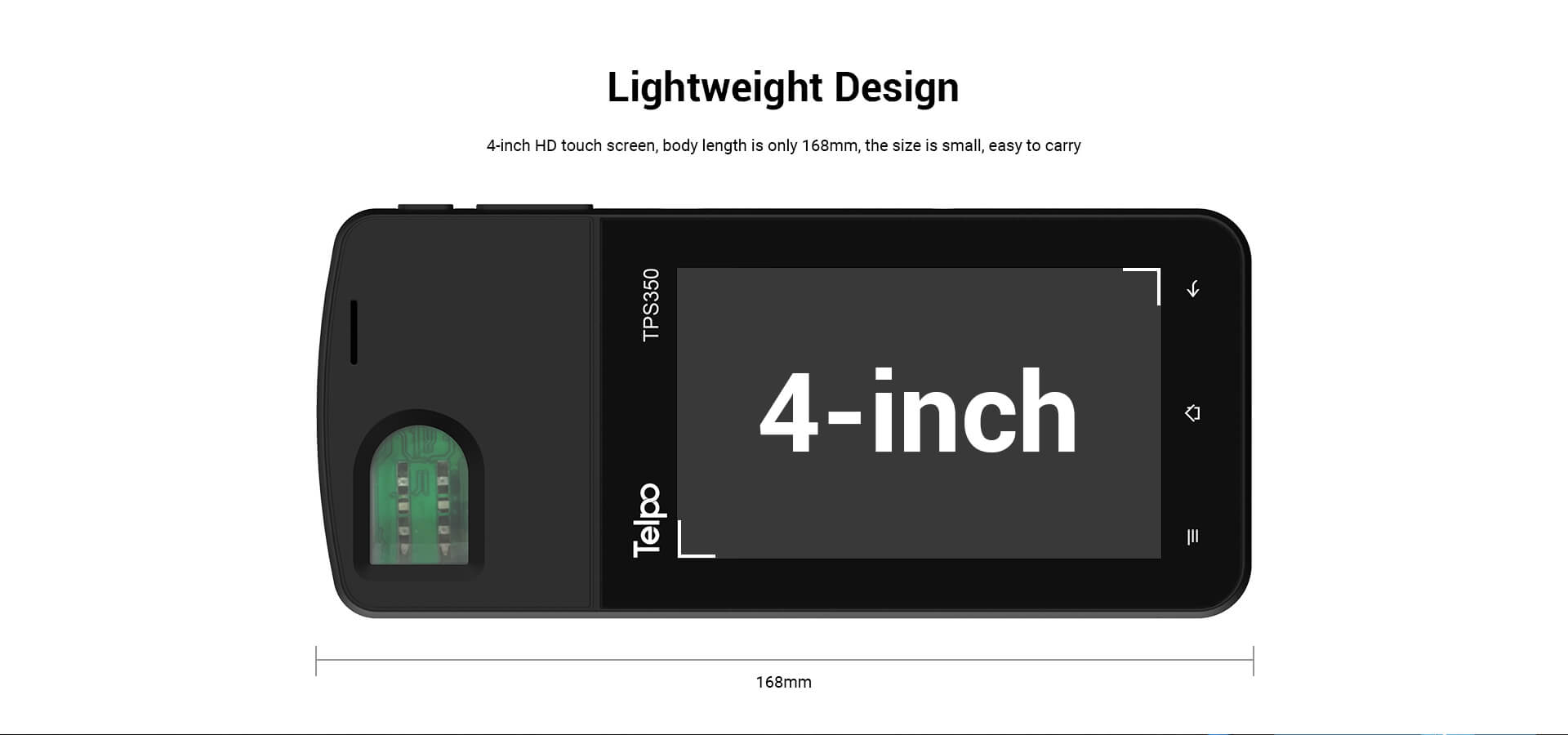4-inch HD touch screen handheld biometric device tps350