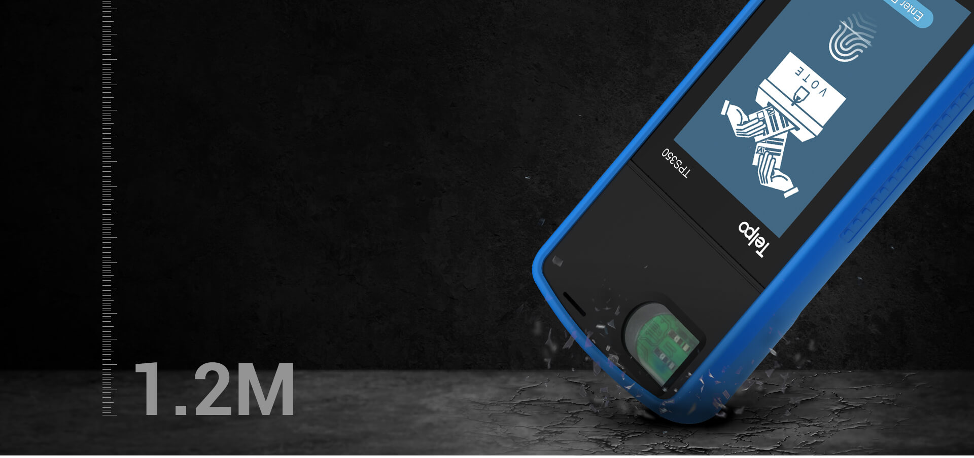 1.2m drop resistant biometric handheld device tps350