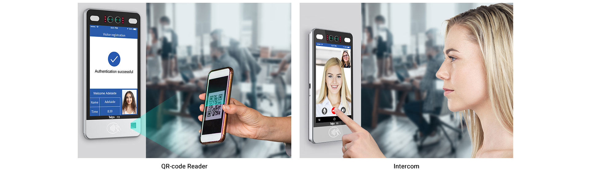 Intercom and QR-code attendance and access control machine F8 Telpo