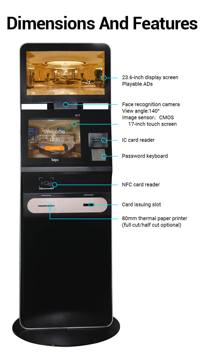 features of self service kiosk machien K17