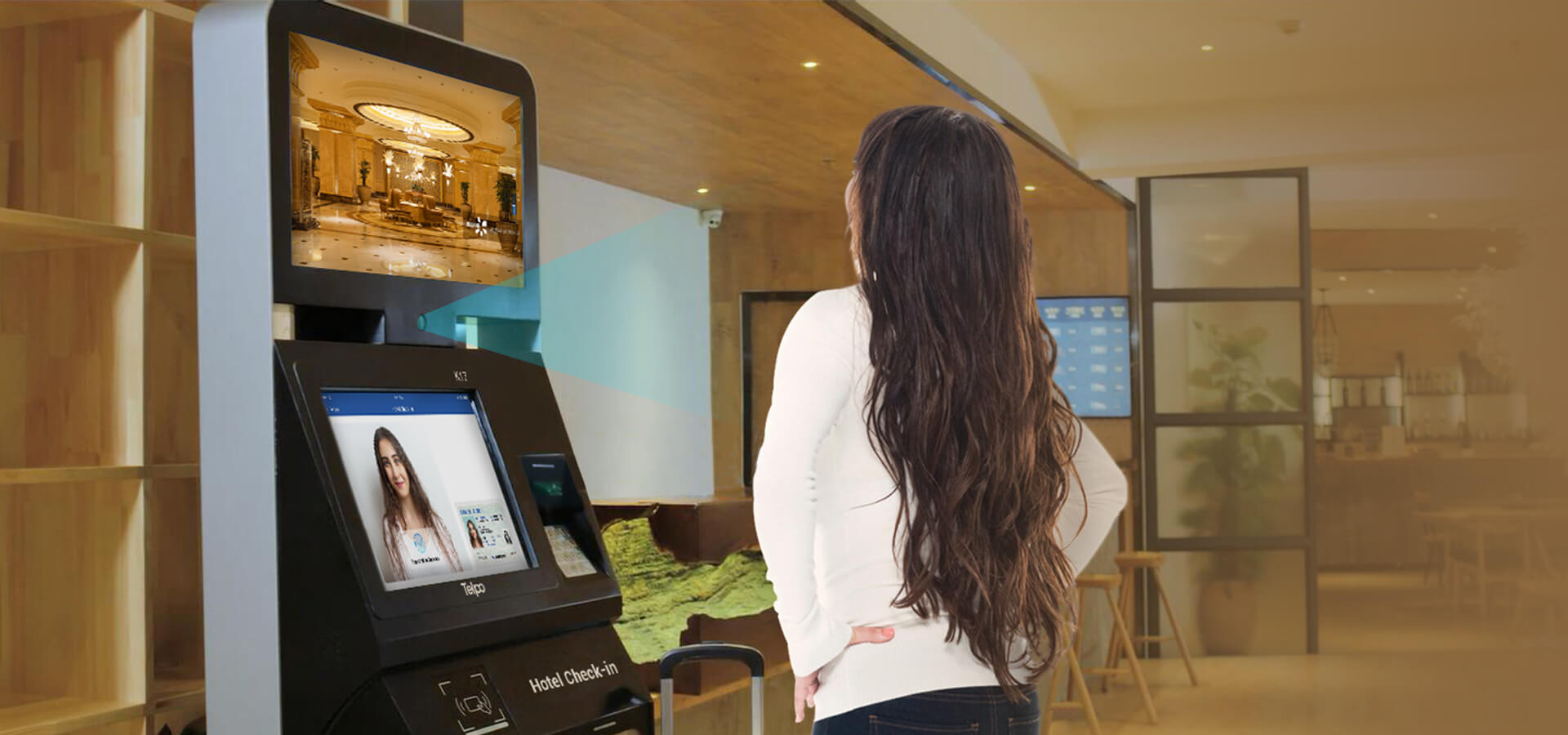 Self-service Facial Registration Kiosk machine in hotel