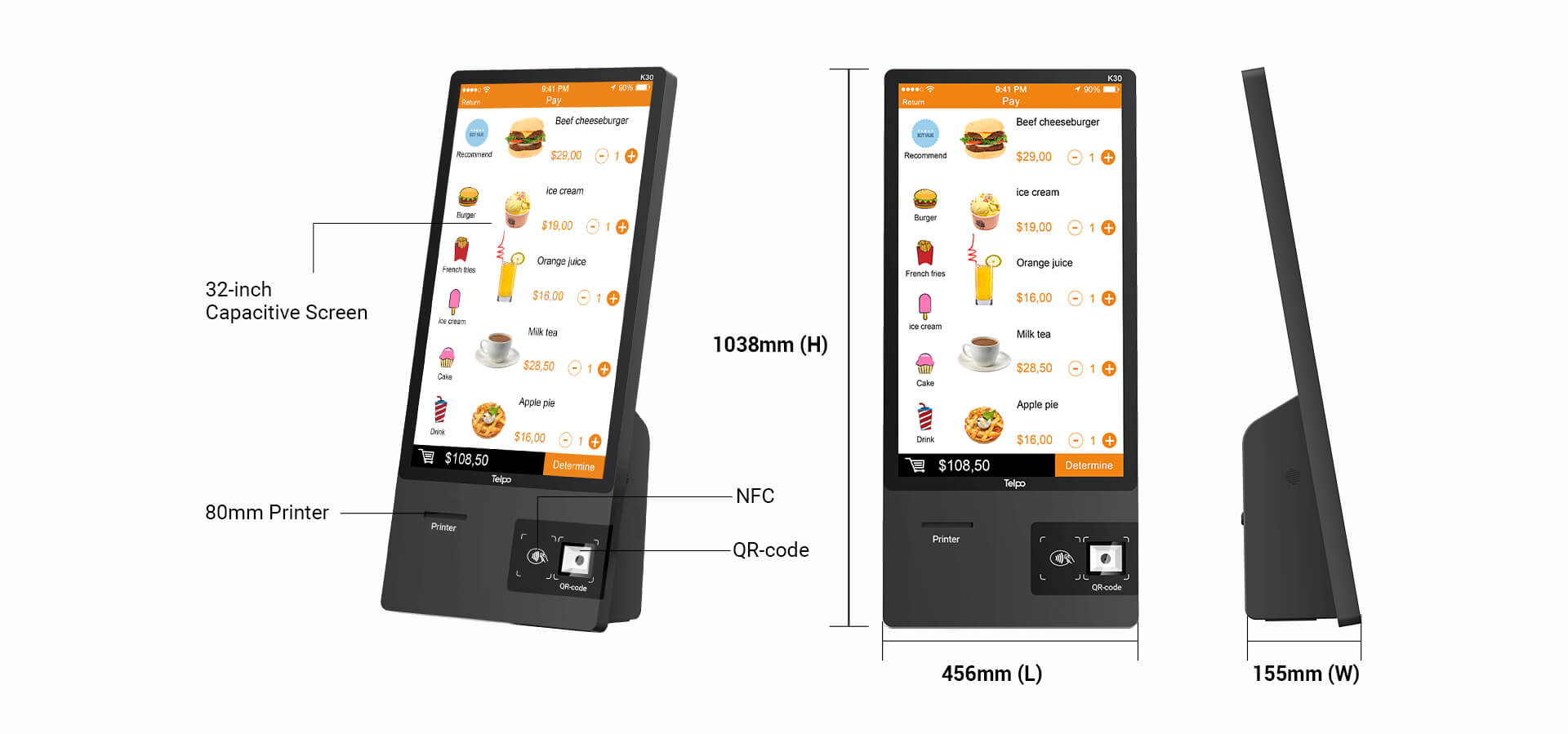 self service kiosk machine Dimensions