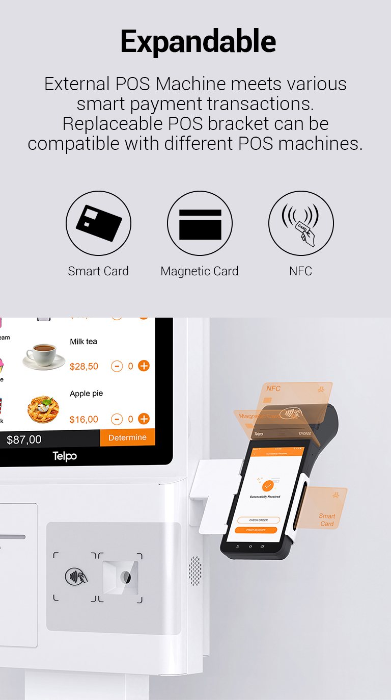 Telpo self service kiosk machine for customer face recognition