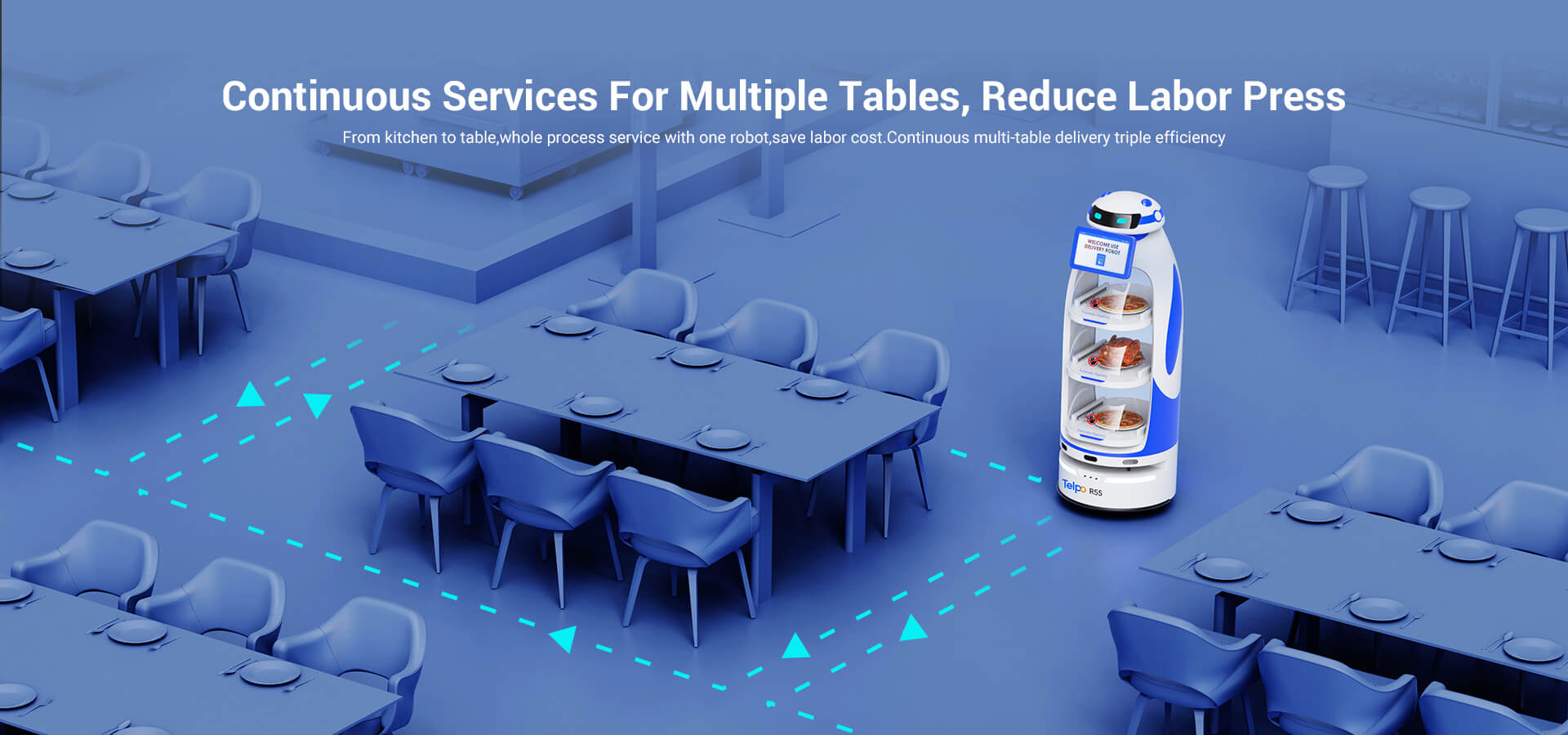 Robot waiter R55 for multi-table delivery