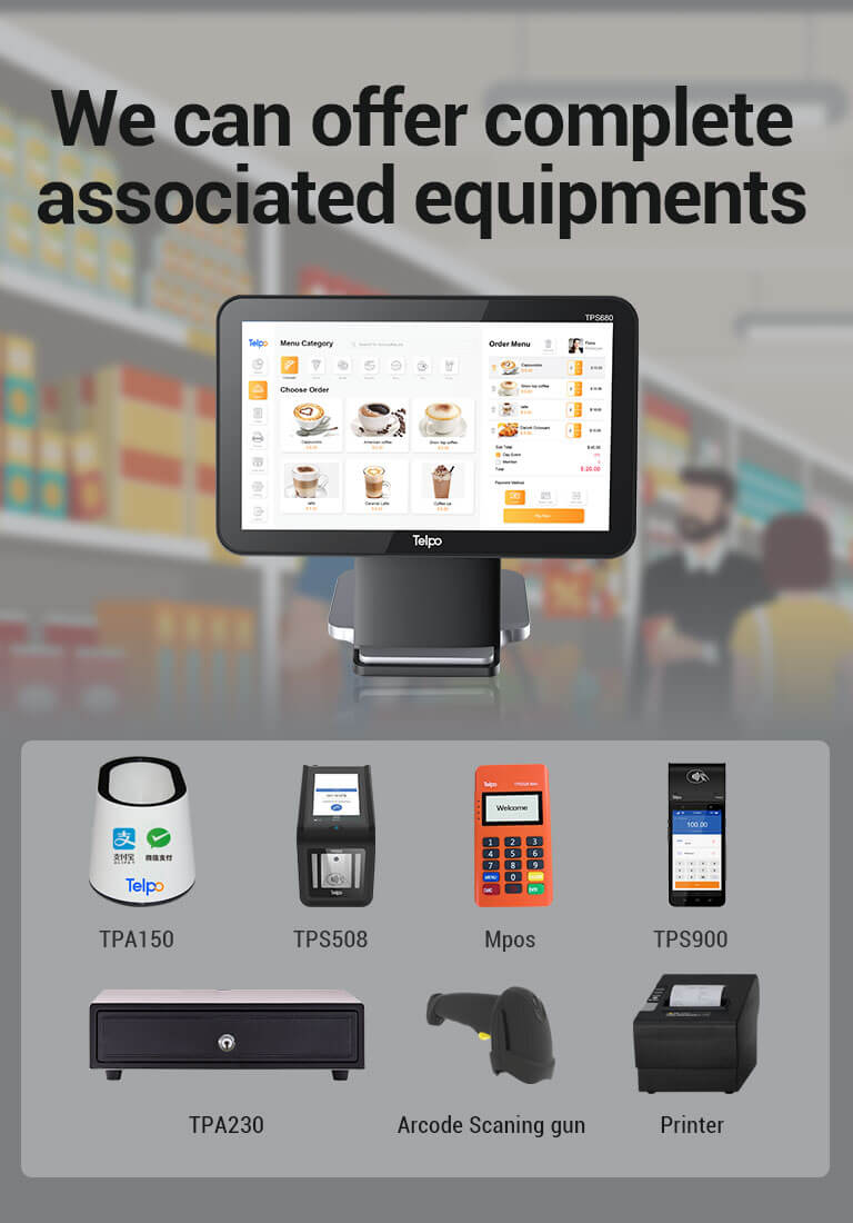 windows cash register machine TPS680 with all kinds of pos equipments