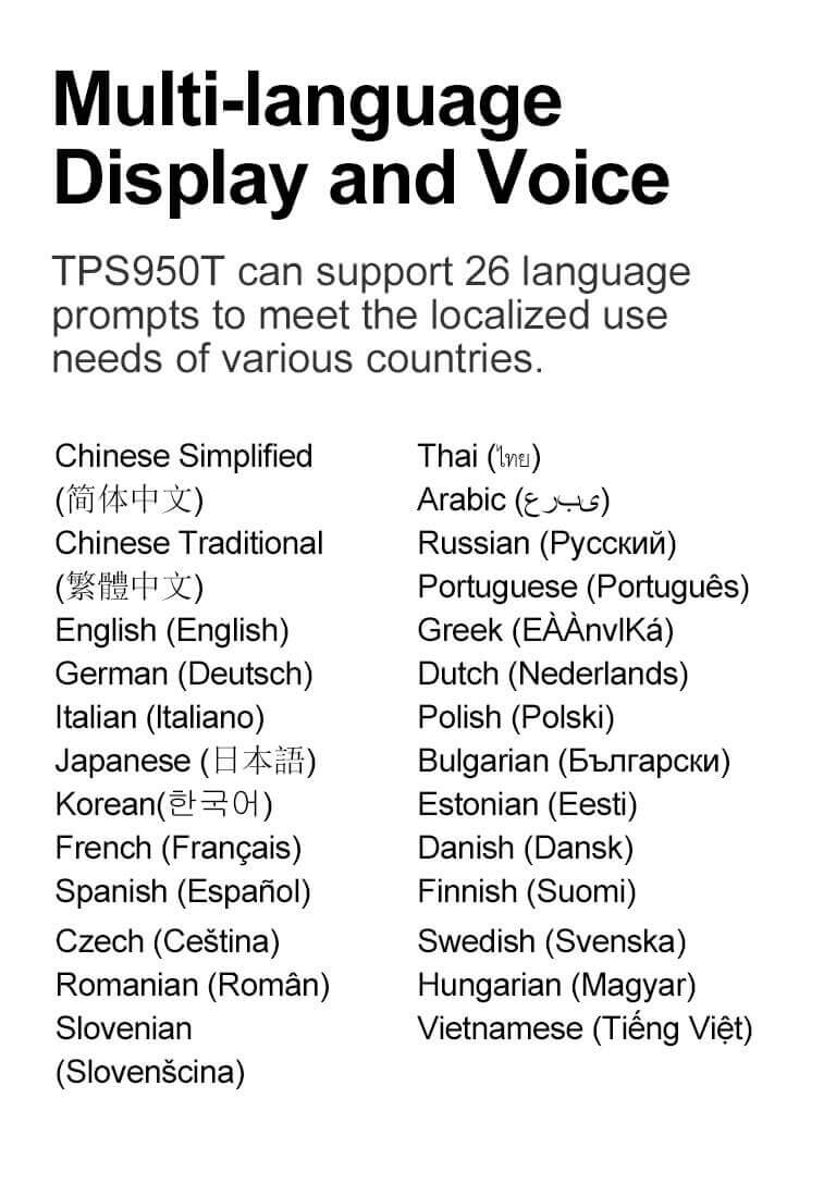 27 Languages Machine TPS950T