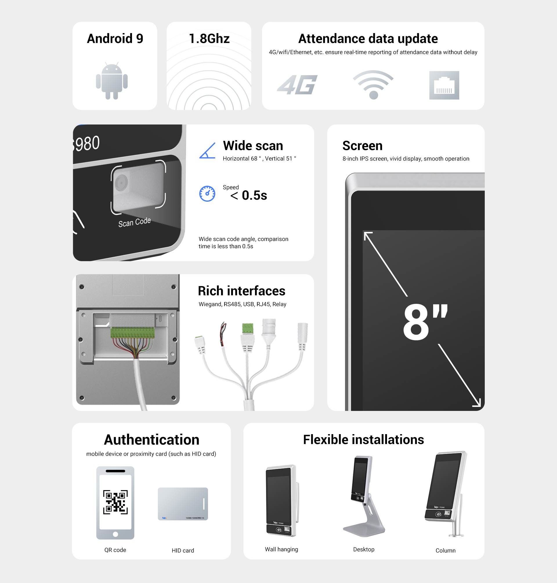 QR code attendance machine Telpo