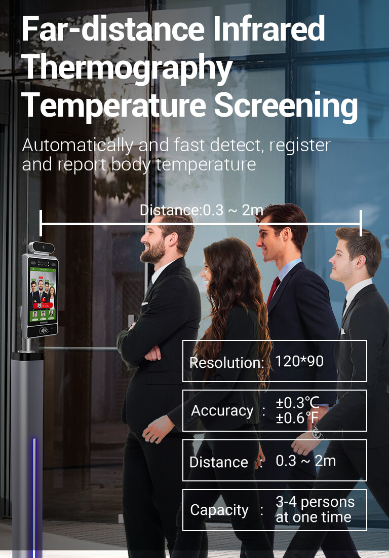 Video and audio intercom access control terminal with temperature screening